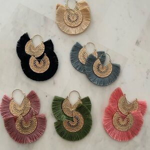 Elegant Gold and Multicolor Fringe Earrings